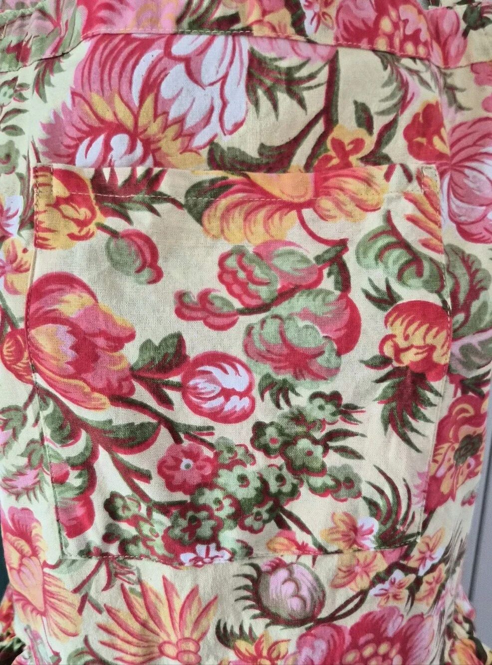 April Cornell Tiered Ruffle Floral Cotton Apron Cottagecore Style
